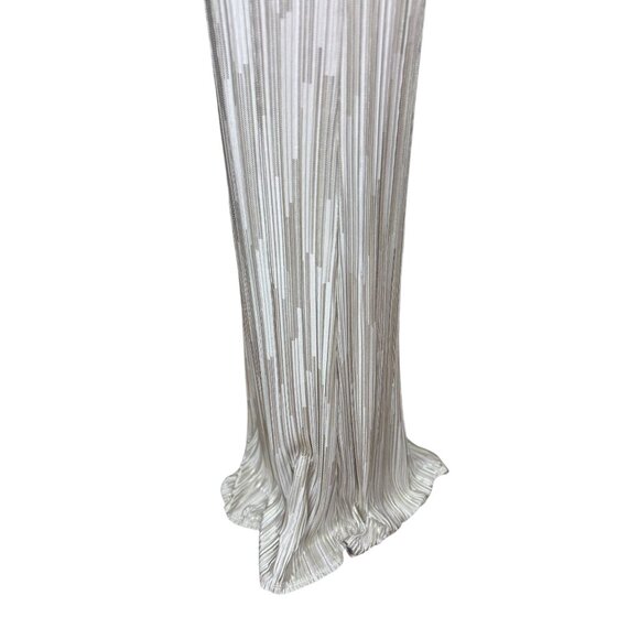 Caramela M Metallic Silver Off Shoulder Maxi Dress Evening Gown Elegant Chic - Picture 10 of 13